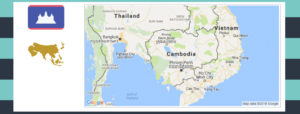 Map and flag of Cambodia.