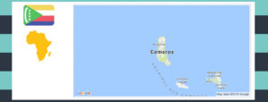 Map and flag of Comoros.