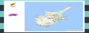 Map and flag of Cyprus.