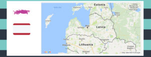 Map and flag of Latvia.