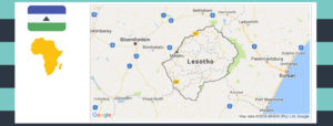 Map and flag of Lesotho.