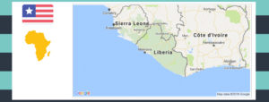 Map and flag of Liberia.