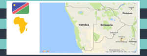 Map and flag of Namibia.