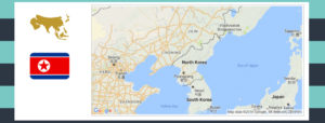 Map and flag of North Korea.