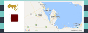 Map and flag of Qatar.