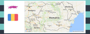 Map and flag of Romania.