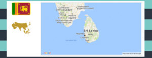 Map and flag of Sri Lanka.