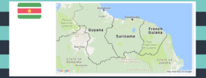 Map and flag of Suriname.