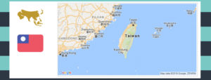 Map and flag of Taiwan.