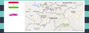 Map and flag of Tajikistan.