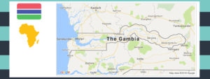 Map and flag of The Gambia.