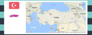 Map and flag of Turkey.